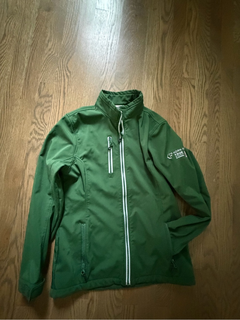 Ladies Forest Green Lightweight Jacket with Contrast Zip